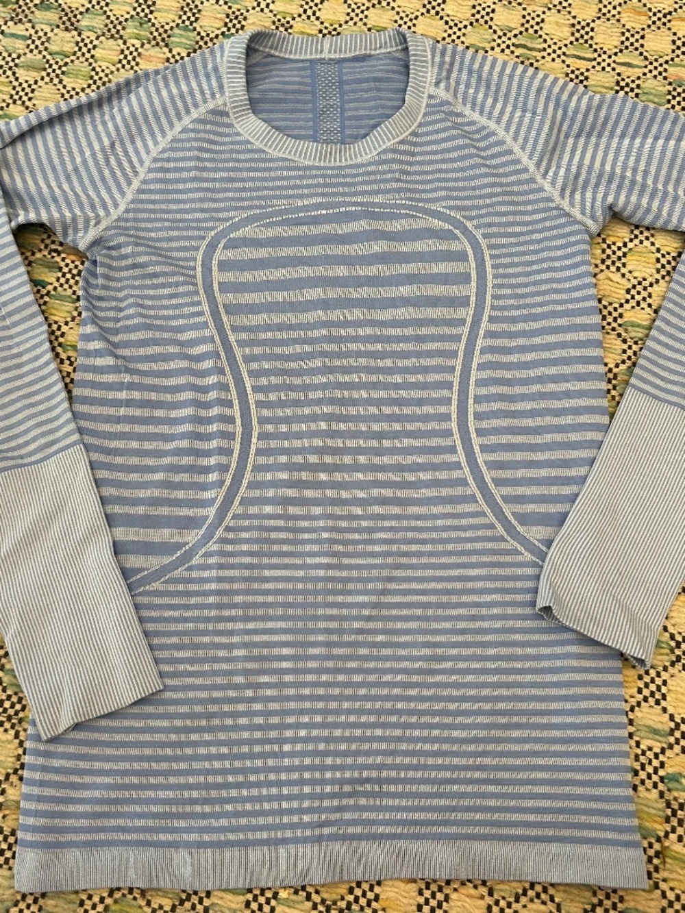 Lululemon swiftly tech long sleeve blue and white striped
